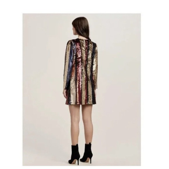 New Ali & Jay Members Only Mini sequined stripes dress long sleeve XS 2 S 4 $158 - Picture 3 of 3